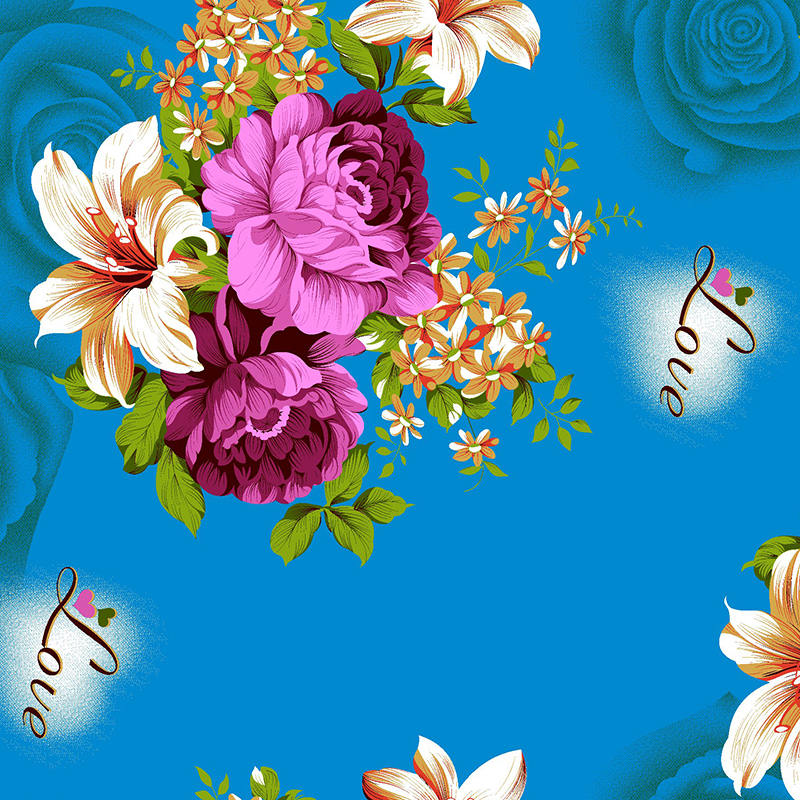 100% Brushed Bright Flowers Fabric Bed Sheet Fabric