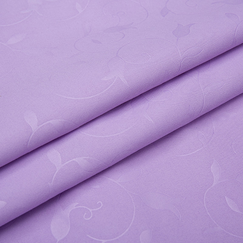 Full Polyester 255cm 100gsm Soft Dyed Fabric Purple Design Embossed Home Textile